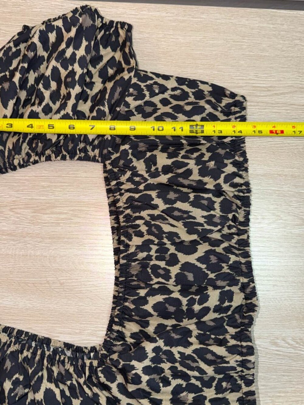 Nicole Miller Collection Women's Crop Top XL Leopard Puff Sleeve Animal Print - Picture 7 of 8